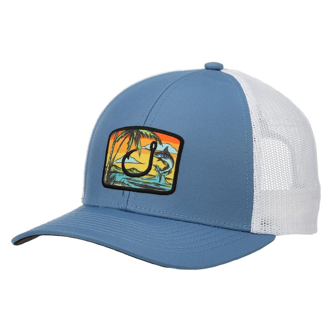 Avid Fishing Gear Fish Hook Trucker Hat Cap Orange Gray Mesh Adjustable